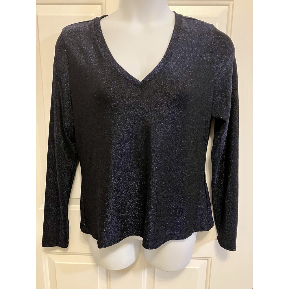 NWT WHBM Size XL Navy Blue Sparkle Knit Top Sweater White House Black Market